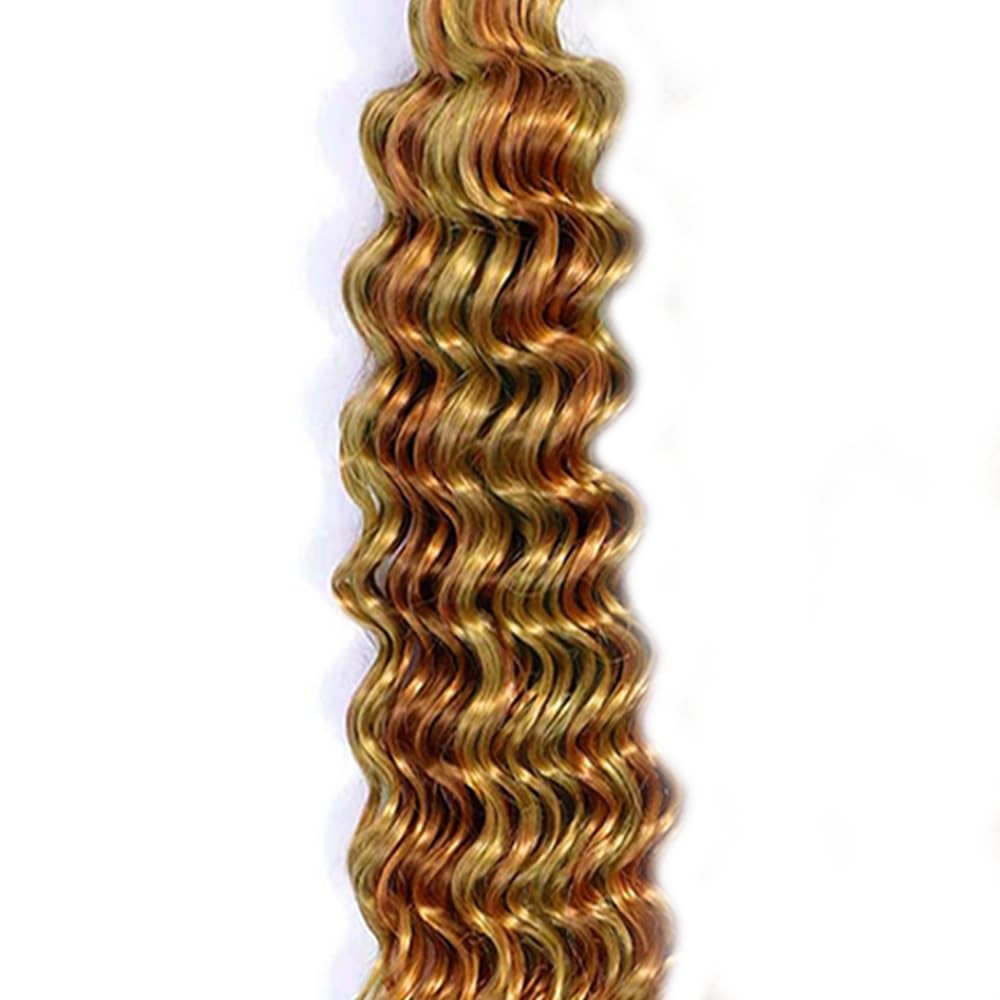 Lukcttr Highlight Honey Blonde Human Hair Ombre Deep Wave Bundles P2730-34 Inch