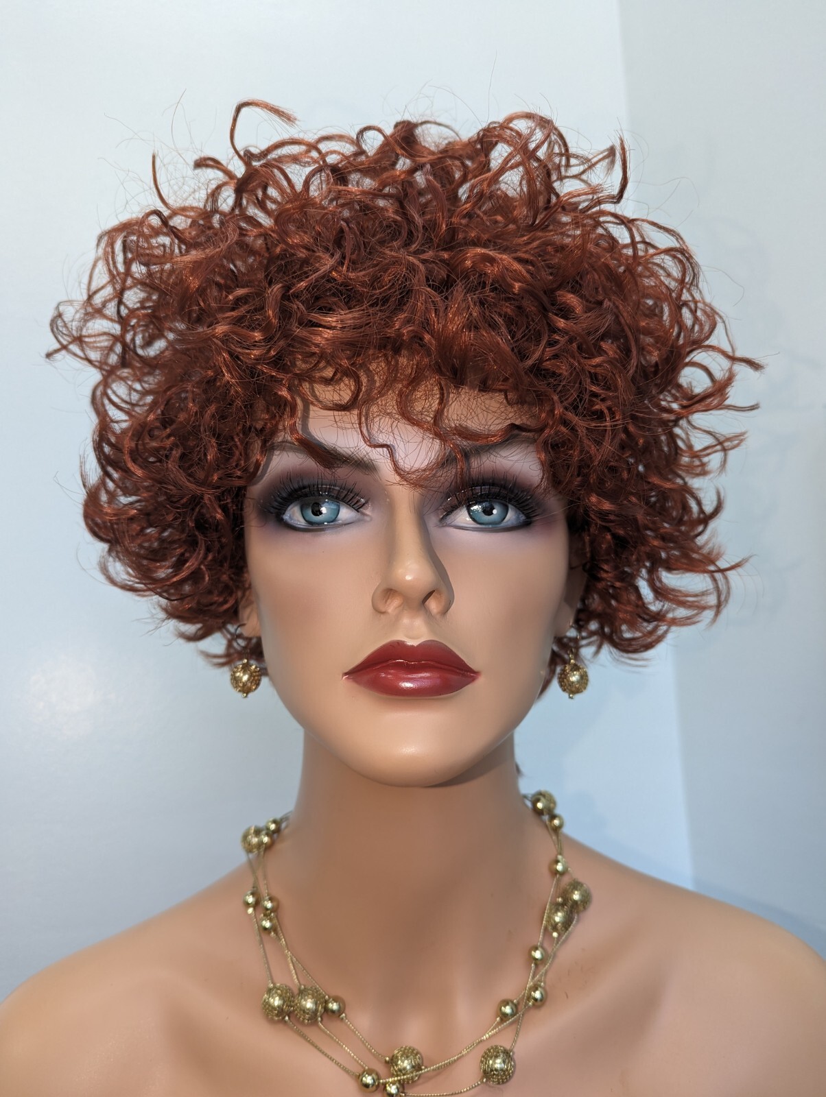 Short Sexy Trendy Synthetic Cringle Wavy Hot Fire Red #130 With Bangs Wig