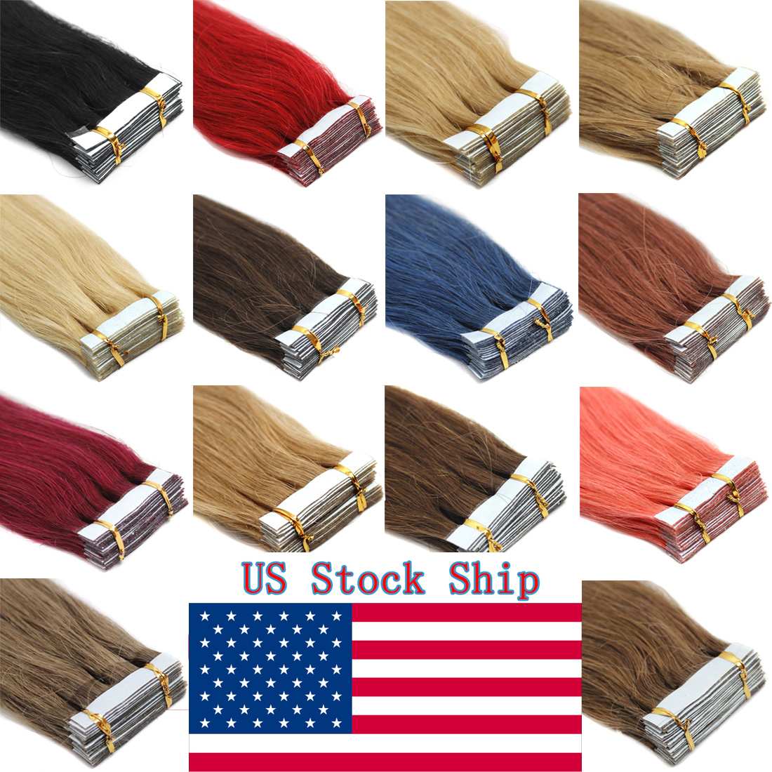 Seamless Tape In Human Hair Extensions Skin Weft Thick Hair Full Head20-40-60Pcs