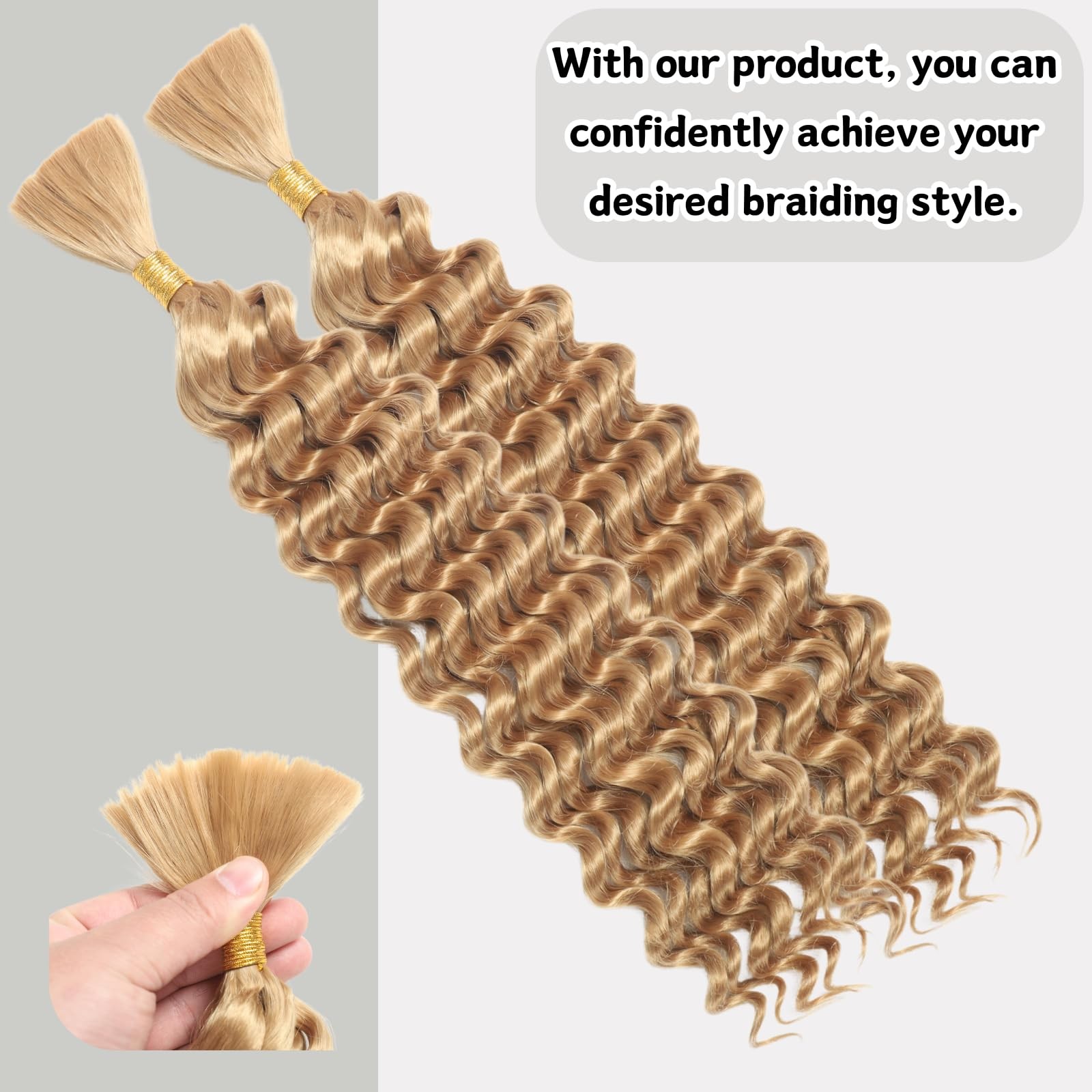 Deep Wave Bulk Hair For Braiding Hair 22inch 155g No Weft Wet And Wavy Qualit…