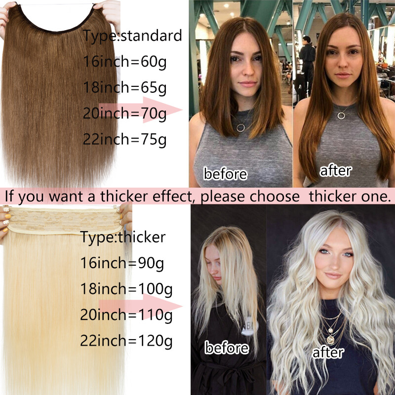 Thick 120G Hidden Long Weft Wire In 100% Remy Human Hair Extensions One Piece A