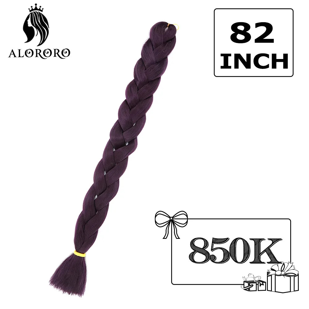 Alororo Synthetic 82 Inch Jumbo Braid Hair High Temp Fiber Purple Red