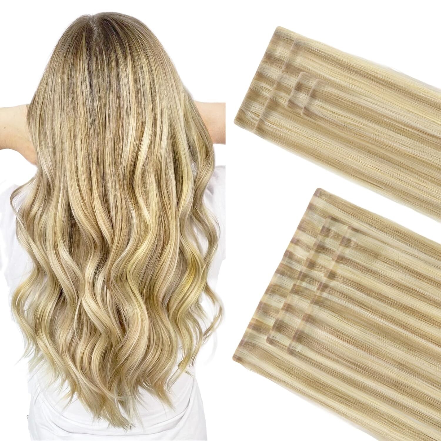 Invisi Edge Clip in Hair Extensions Set, 24inch 160g, 4pcs Injected GOO GOO