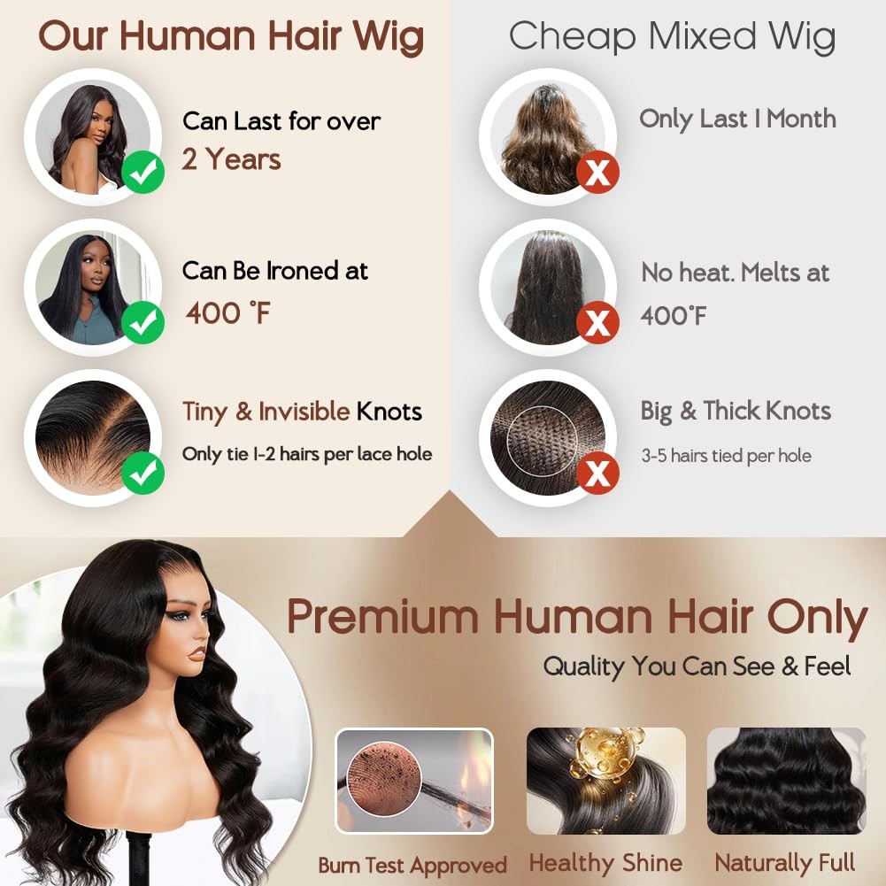 250 Density 30 Inch Lace Front Wigs, 100% Human Hair,[2-Year Life,260g], 13×6…