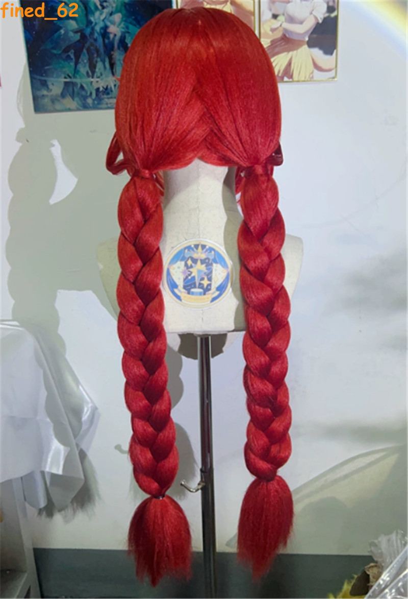 ZZZ Zenless Zone Zero Ukinami Yuzuha Red Wig 100cm Hairpiece Bangs with Hairnet