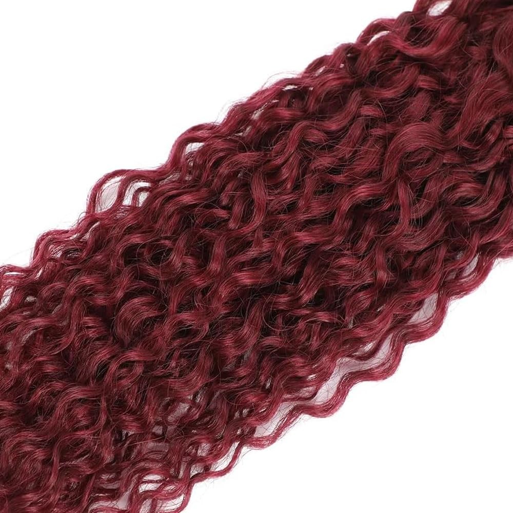 Wuvusnm 99J Human Hair Bundles Burgundy Water Wave Bundles 22 24 26 Inch Red