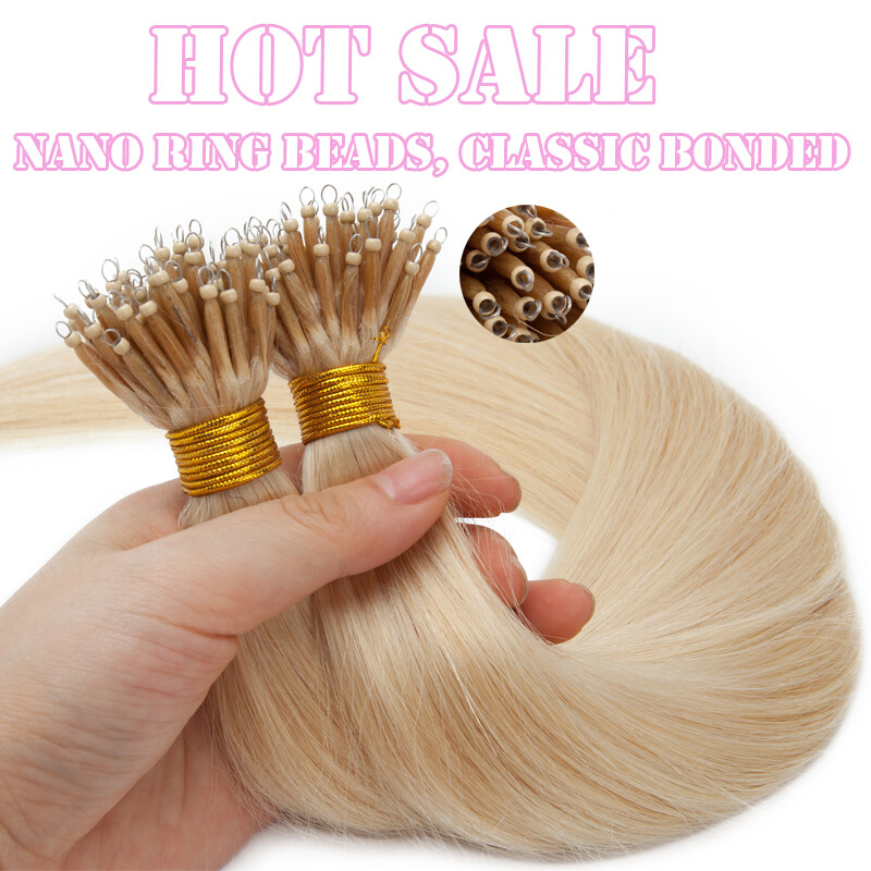 Blonde Nano Ring Remy Human Hair Extensions Pre-Bonded Fusion Keratin Thick 150S