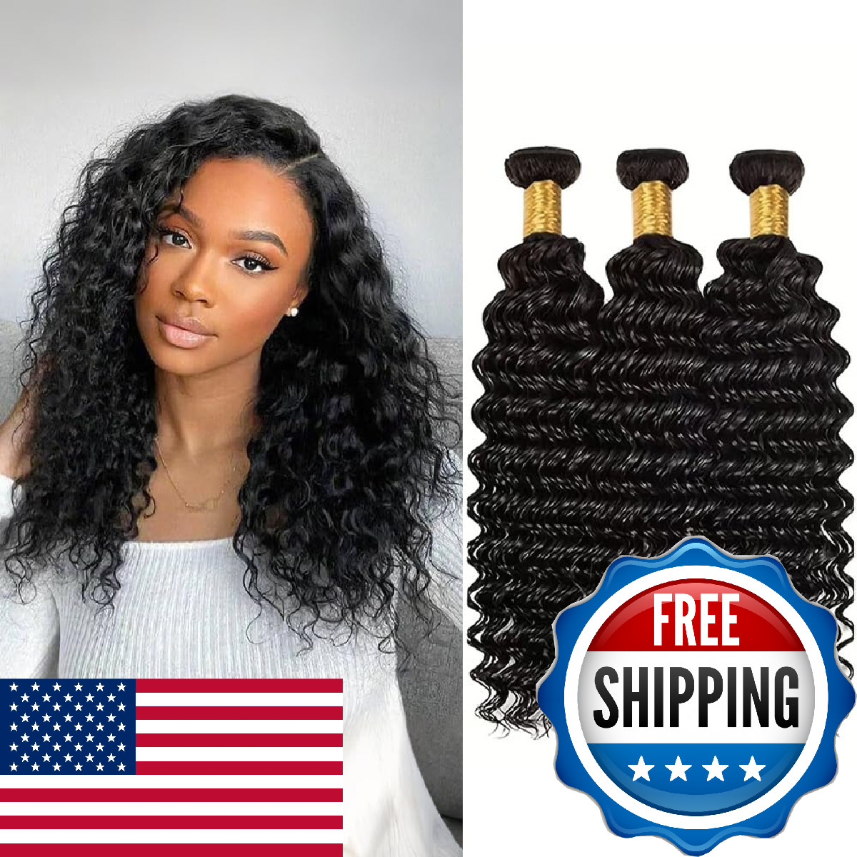 Rebasar Deep Wave Human Hair Bundles 8 10 12 Inch Curly Bundles Human Hair