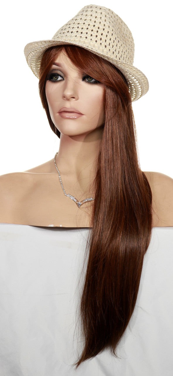 Gorgeous Long Straight Human Hair Blend Wig Heat Safe H27430 19 inch