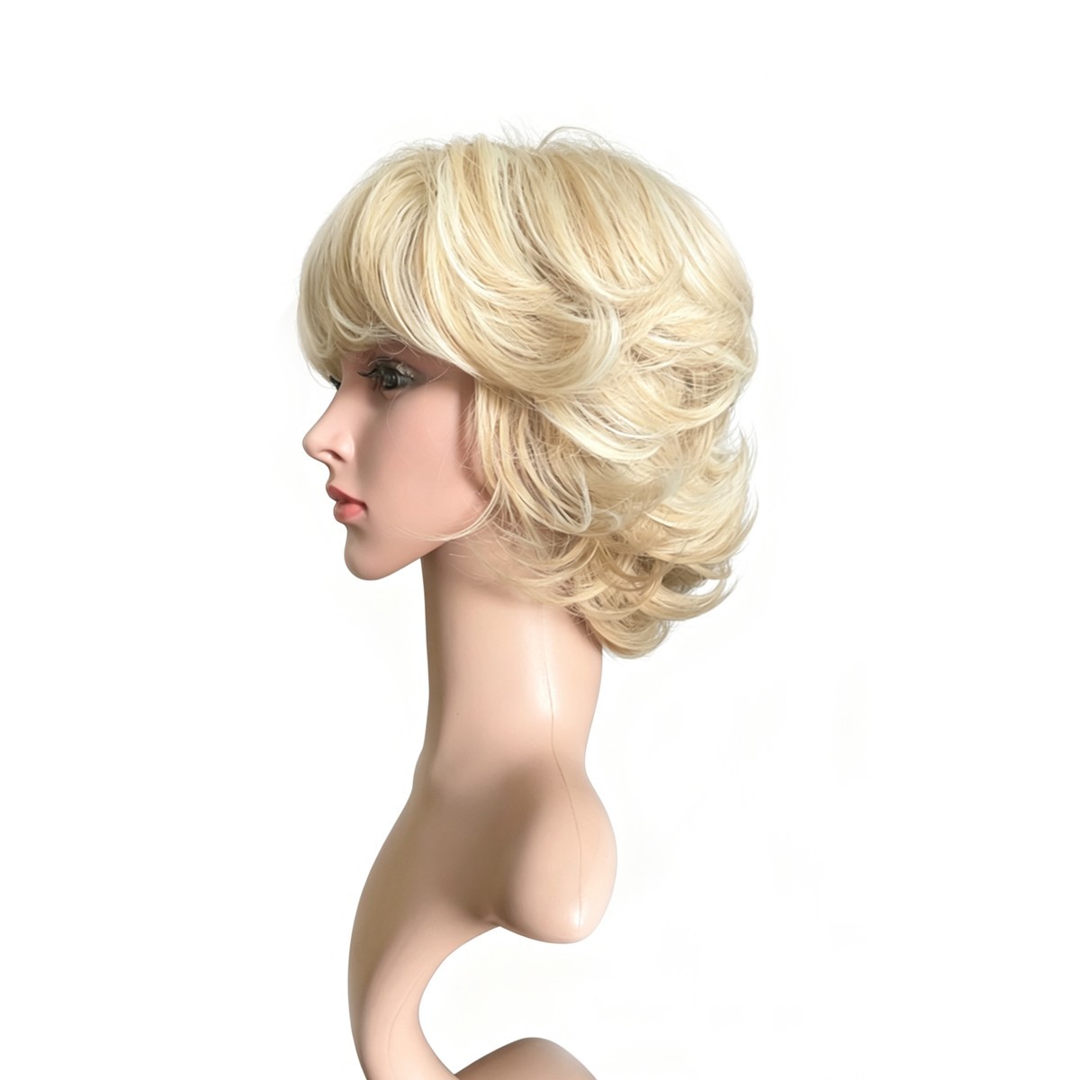 Women’s 6″ Blonde Short Curly Synthetic Wig with Bangs