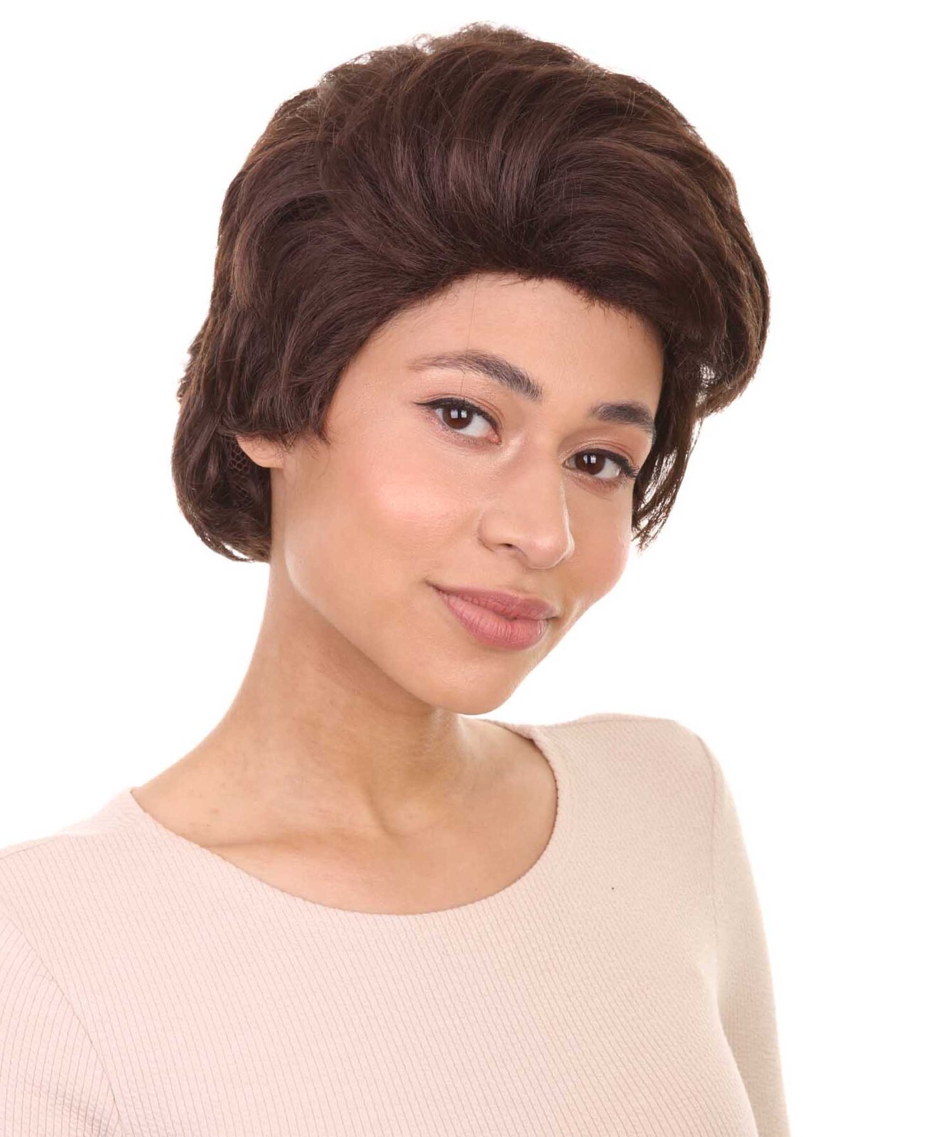 HPO Womens Short Adult Wig | Brown Vintage Wigs, Flame-retardant Synthetic Fiber