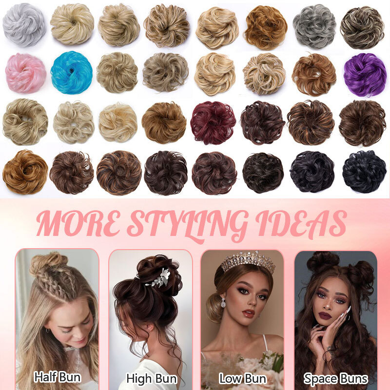 Thin Curly Bun Hair Piece Scrunchie Updo 100% Natural Synthetic Hair Extension
