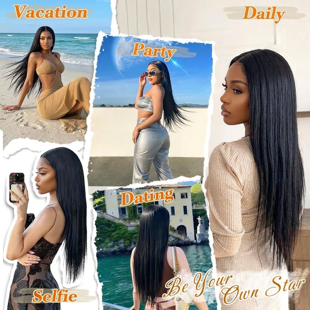 PISRY Wear and Go Glueless Wigs Human Hair Pre Plucked Pre Cut 180% Density 6…