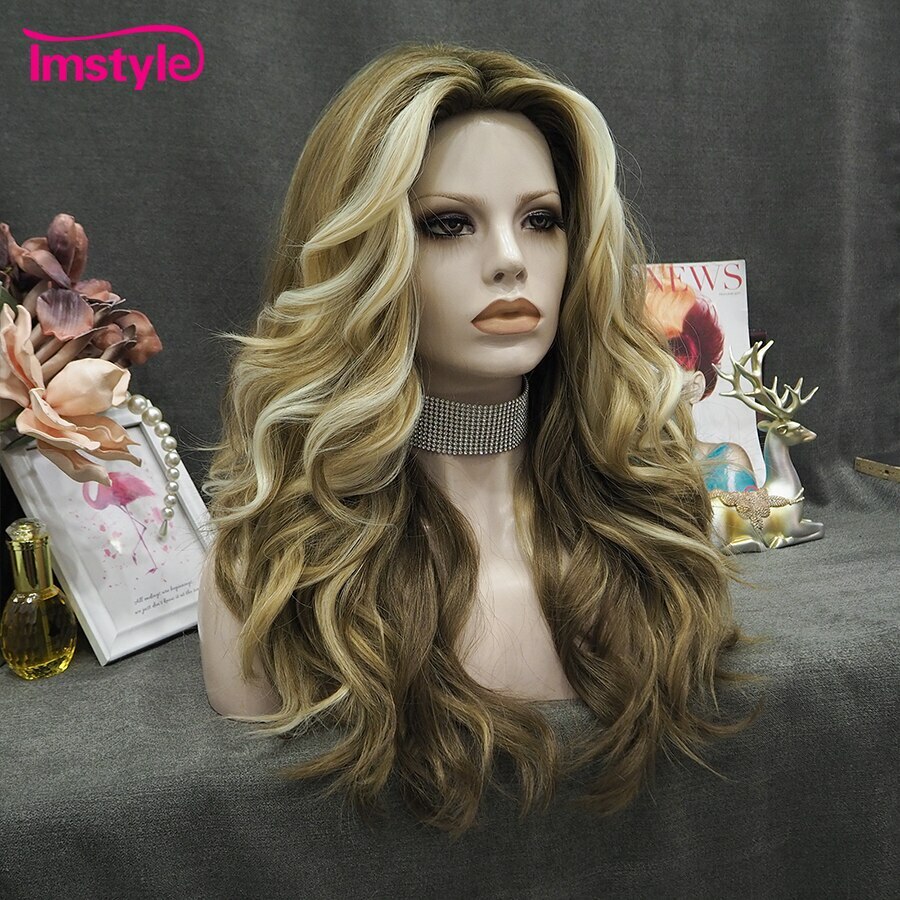 New Soil Gold Blonde Mixed Wavy Synthetic Fluffy Hair Heat Resistant Fiber Wigs