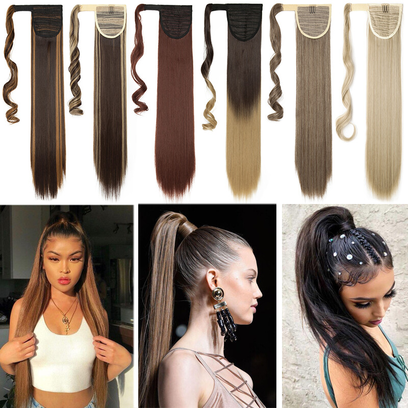 US Long 1 pcs Magic Ponytail Extensions Hair Extension Real Wrap Around Ponytail