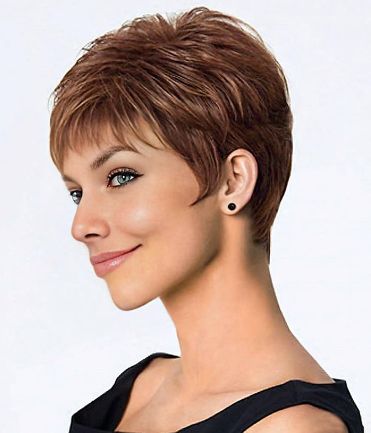 Short Auburn Layered Straight Synthetic Wig Natural Style 16E080316