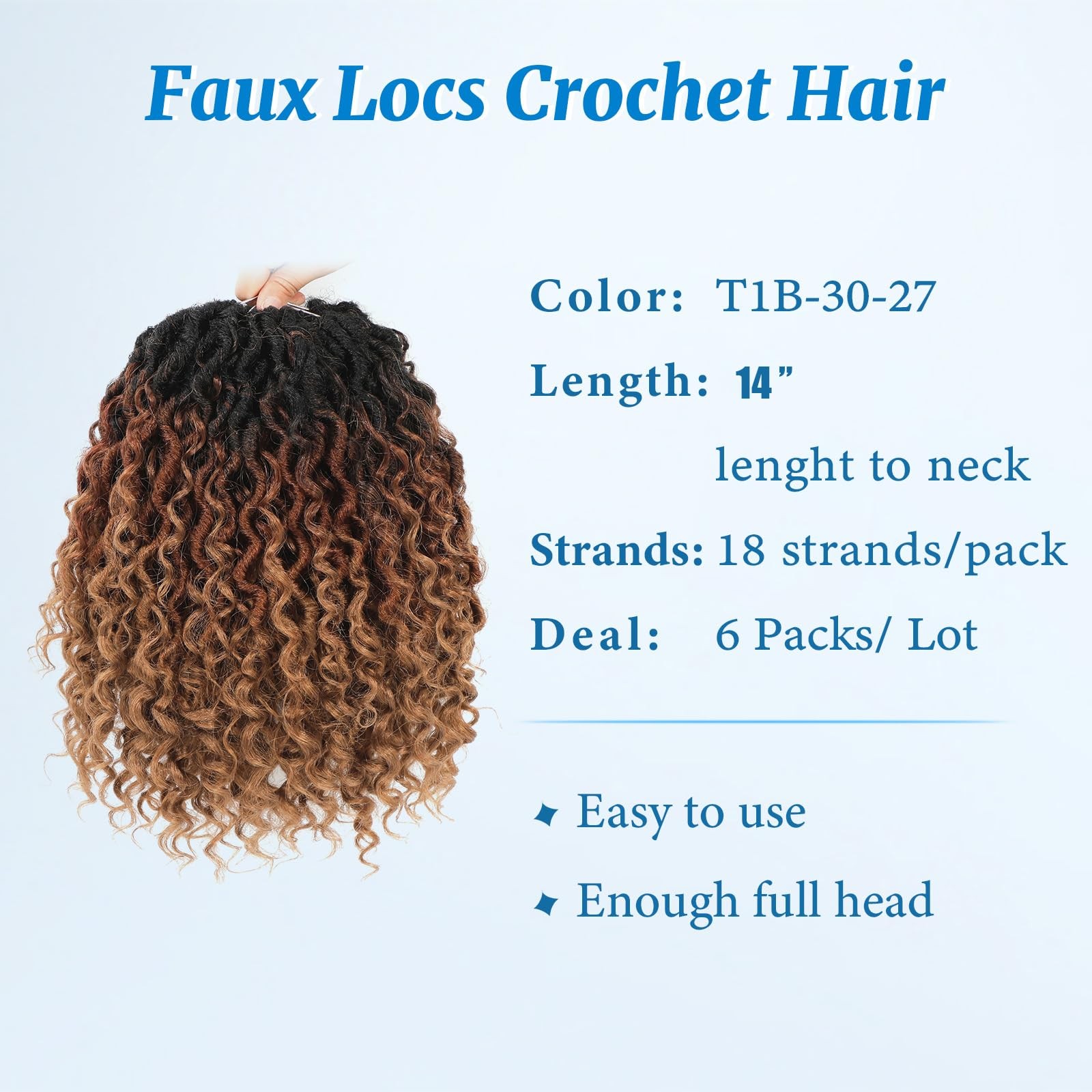 Goddess Locs Crochet Hair 14 Inch Faux Locs Crochet Hair for Black Women 6 Pa…