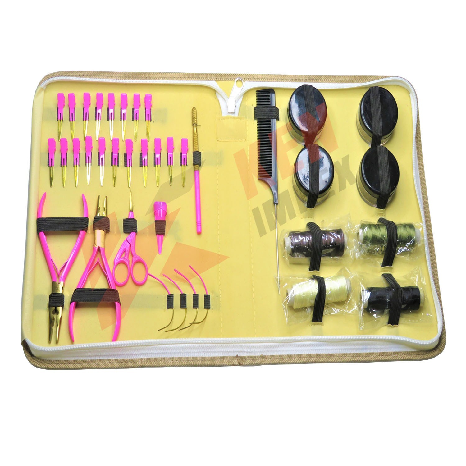 Wholesale Custom Salon Hair Extension Tool Set Hot Pink Gold Custom Logo Ability