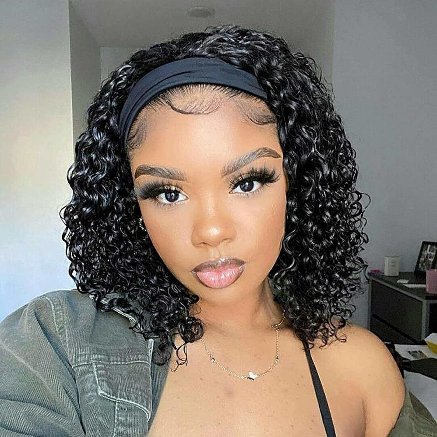 Soft & Tangle-Free 12-Inch Human Hair Deep Wave Headband Wig – Fashion Essential