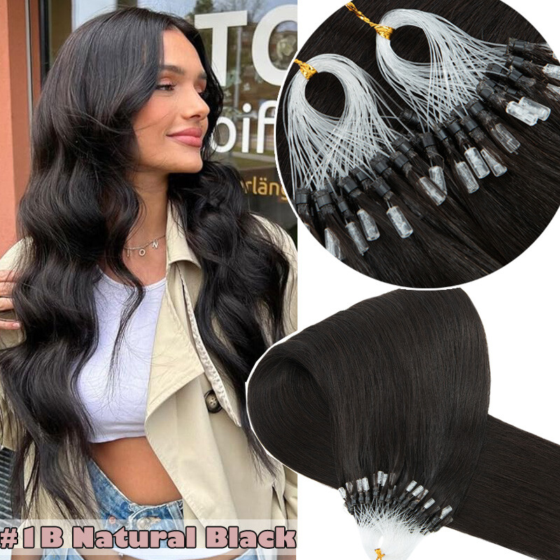 150g Thick Micro Loop Ring Human Hair Extensions Microlink Beads Tip Balayage US