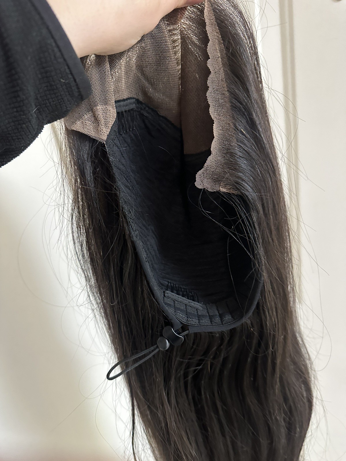 Rare Hand Tied Silk Top Full Lace Wig Human Hair Deep Brown 26in NEW