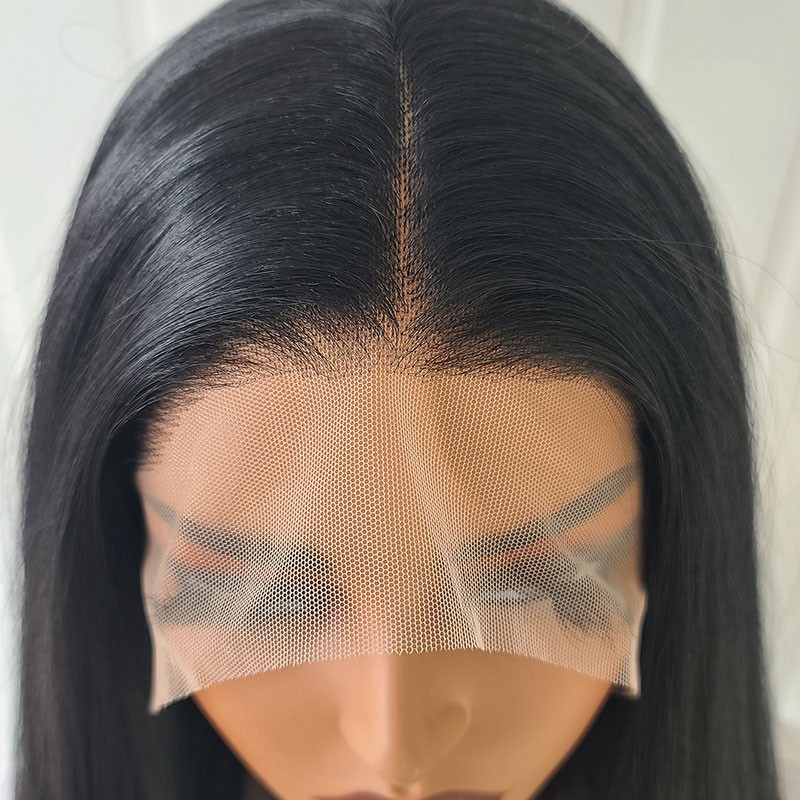 Lace Front Wig Long Straight Synthetic Hair Heat Resistant Pre Plucked Off black