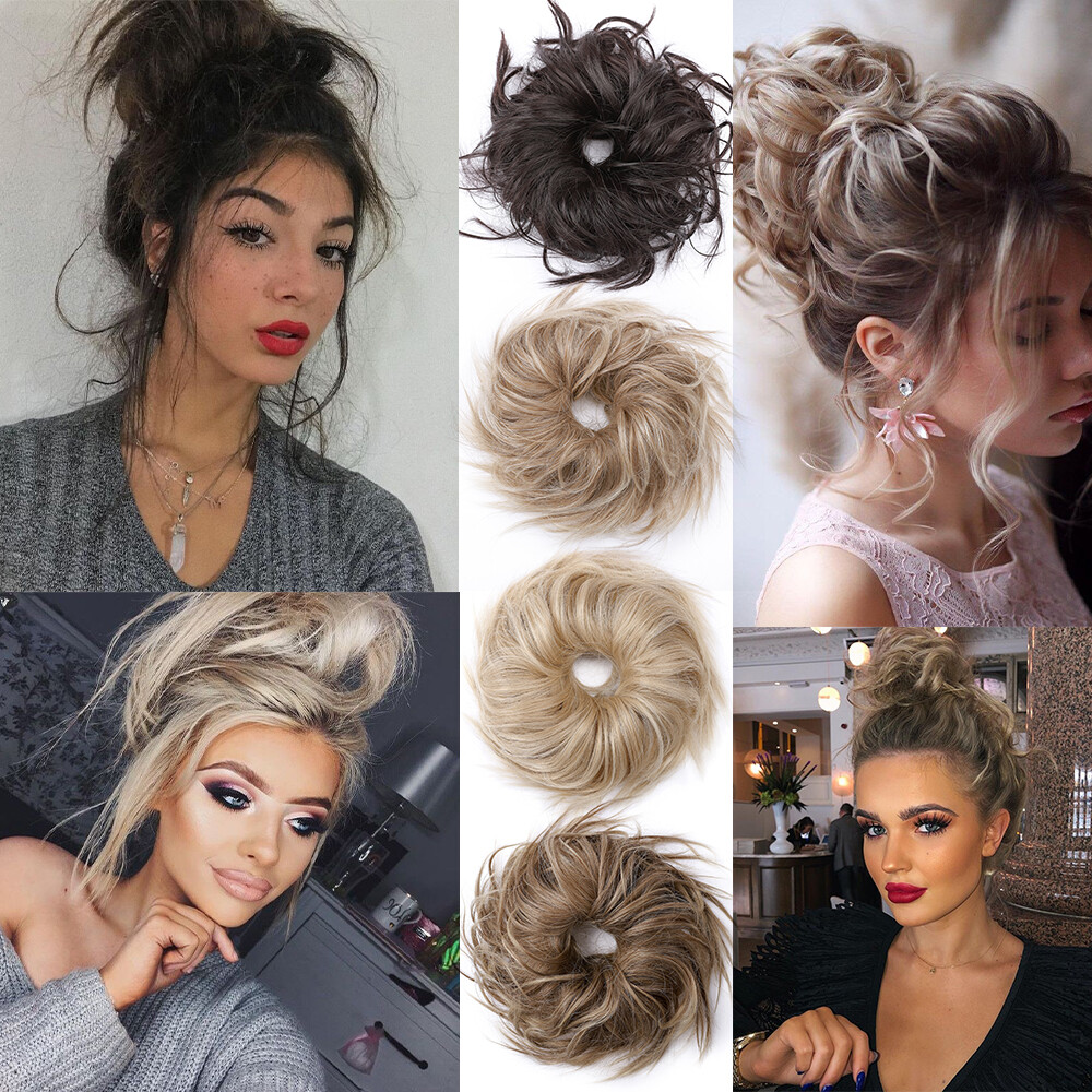 45g Messy Bun Scrunchie Hair Piece False Updo Cover Hair Extensions Curly Bun US