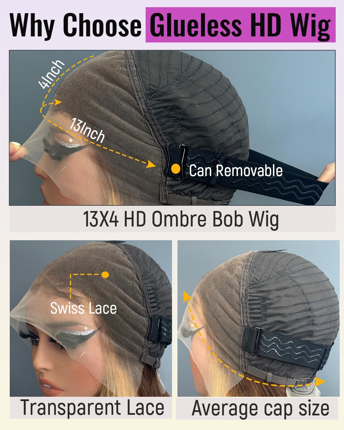 Sherico Hd Transparent Wear And Go Glueless P4/27 Highlight Bob Wig Human Hair