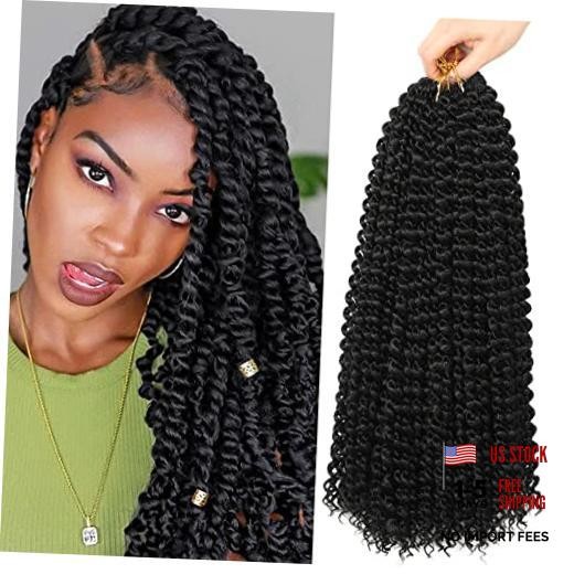 Passion Twist Hair 6 Packs x22 strands pack=132 18 Inch (Pack of 6) 1B#