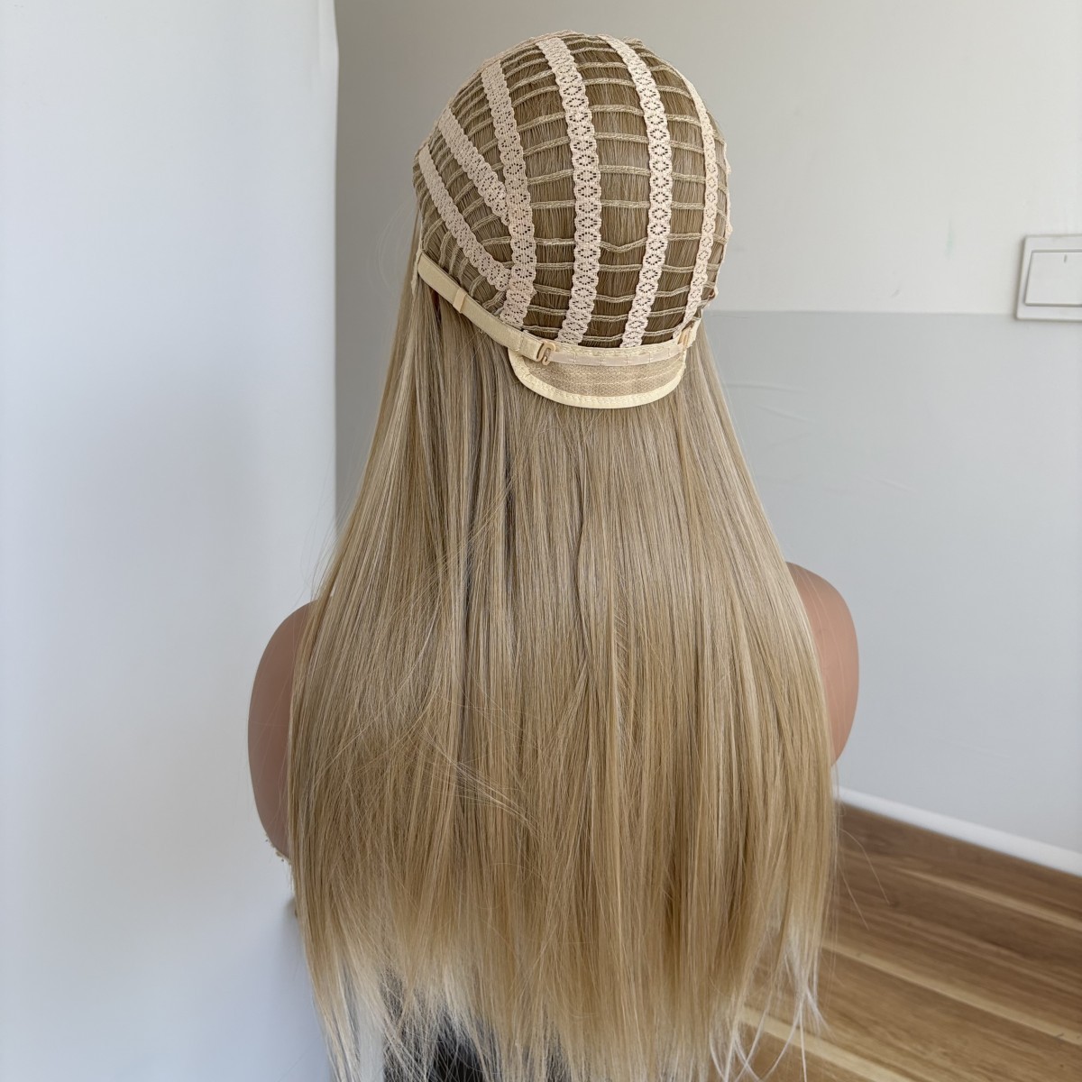 Natural Heat Resistant Synthetic Hair Dress Up Wig Blended Blonde Long Straight