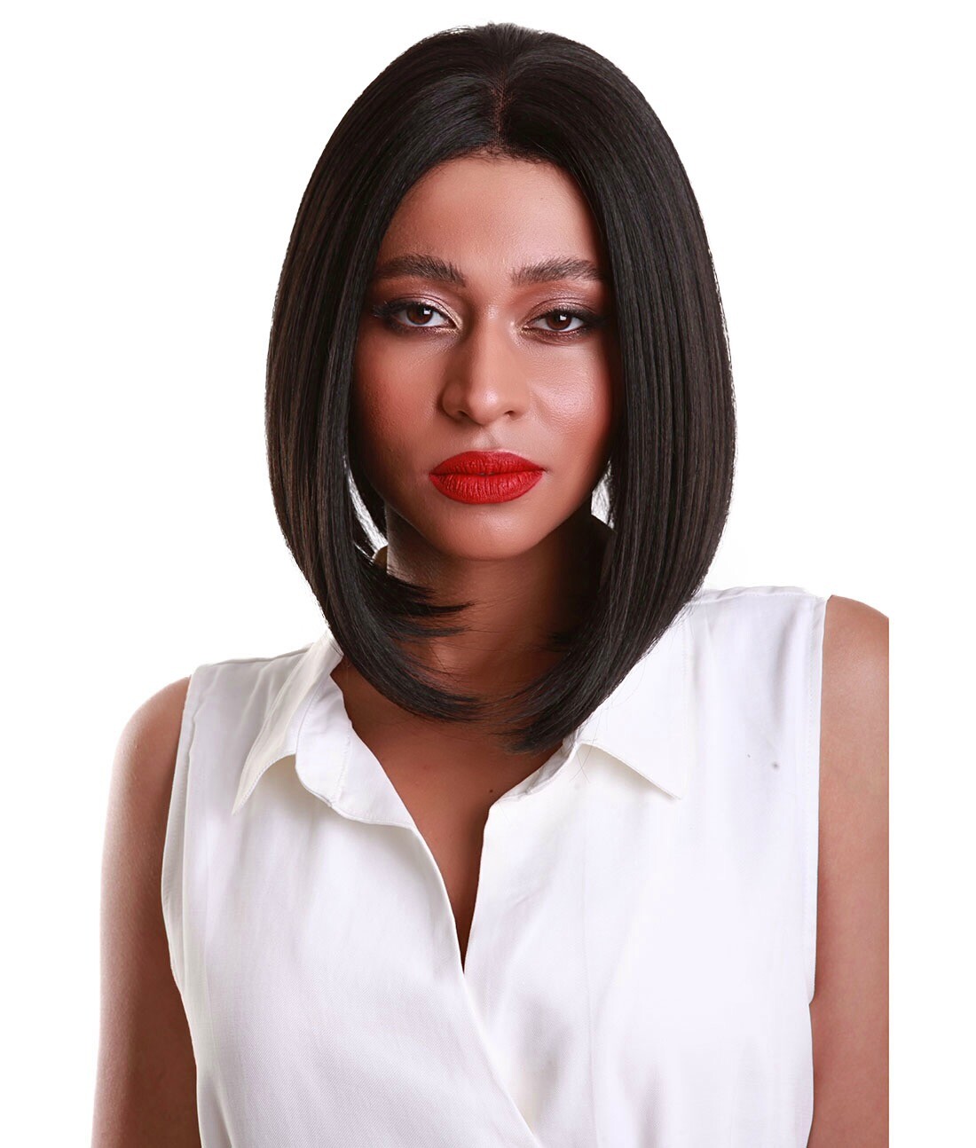 Keda Straight 9.5″ Long 4X4 Hand-Tied Lace Front Wig, Good Heat Resistant Fiber