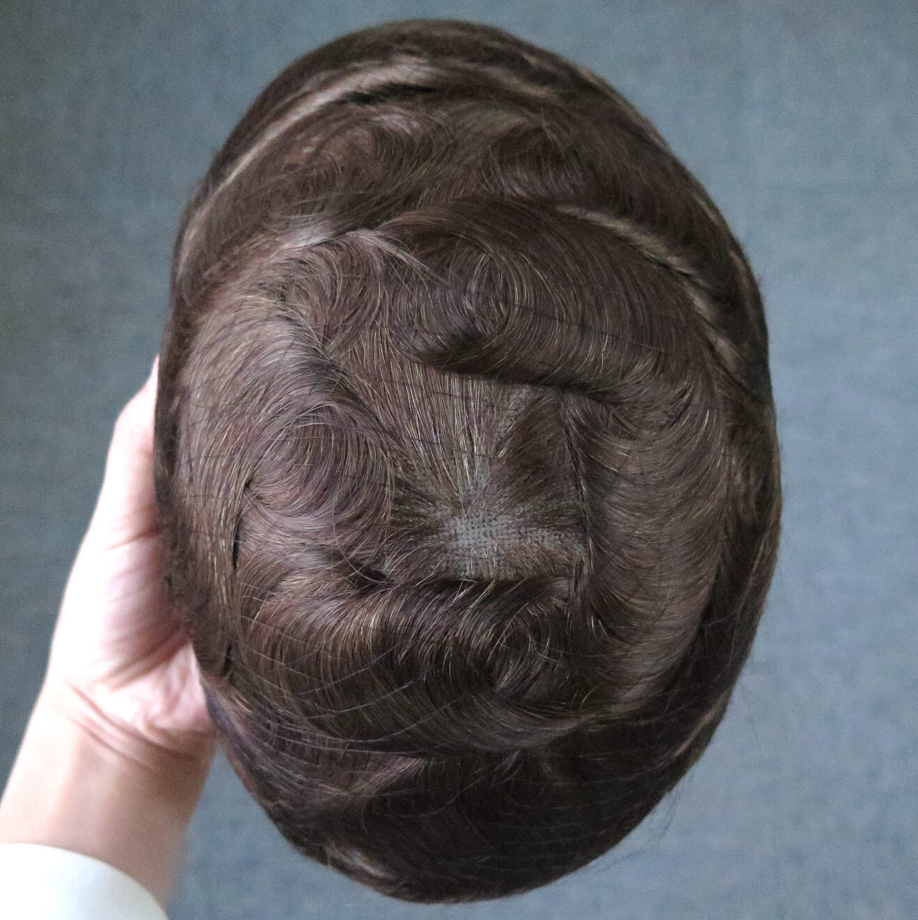 Mens Toupee Swiss Lace Human Hair Systems Hairpieces Bleached Hairline 90% #4