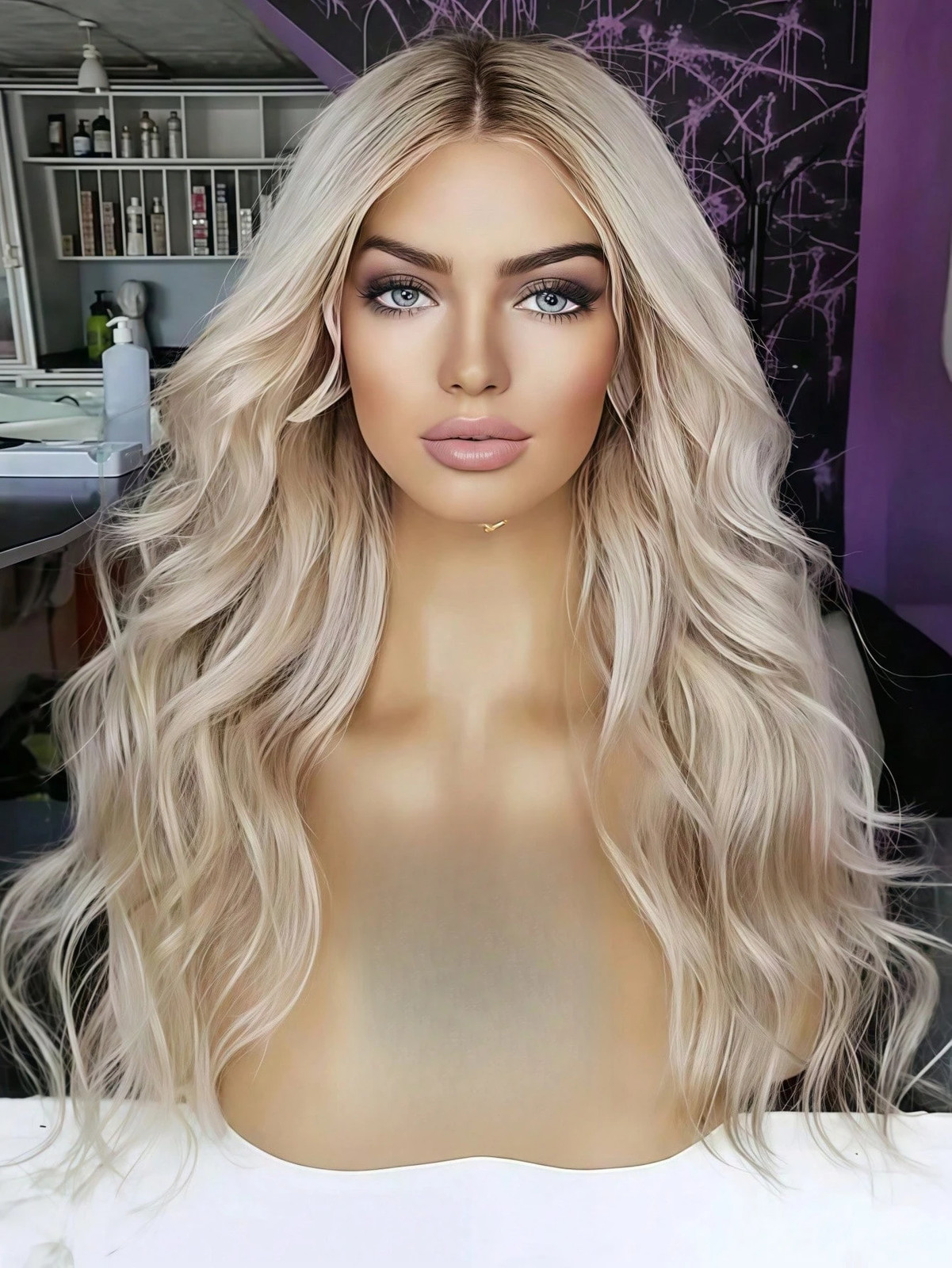 28Inch Ombre Platinum Blonde Curly Lace Front Wigs Human Hair 13×4