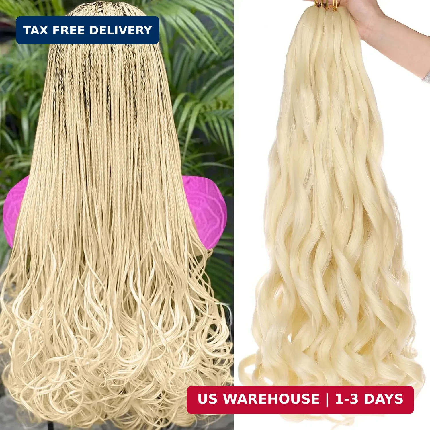 Unionbeauty French Curl Braiding Hair 22 Inch Blonde French Curly Braiding Hair