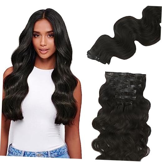 Seamless Clip in Hair Extensions Seamless-14 Inch-110g #1B Natural Black BW