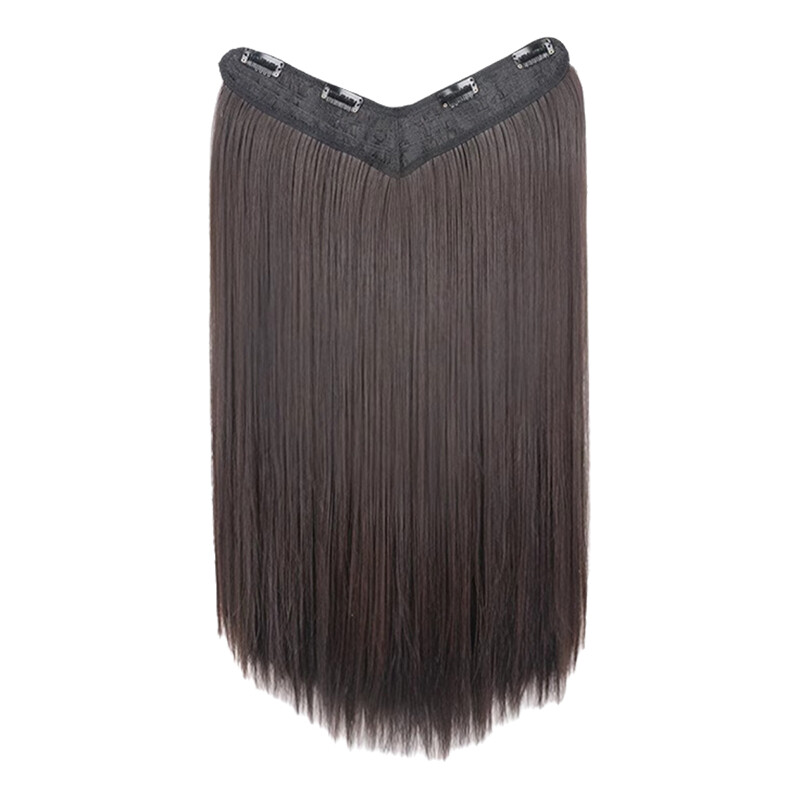 Long Hair Extension Clip in Hair One Piece V-Shaped Natural Hairpiece for Women