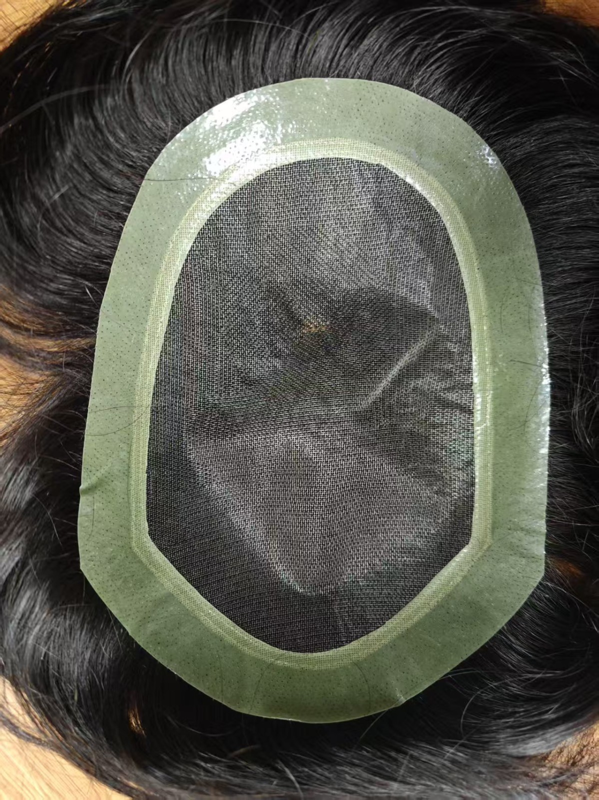 Mens Toupee Hairpiece Fine Mono Hair System Replacement Poly Skin Around Men Wig