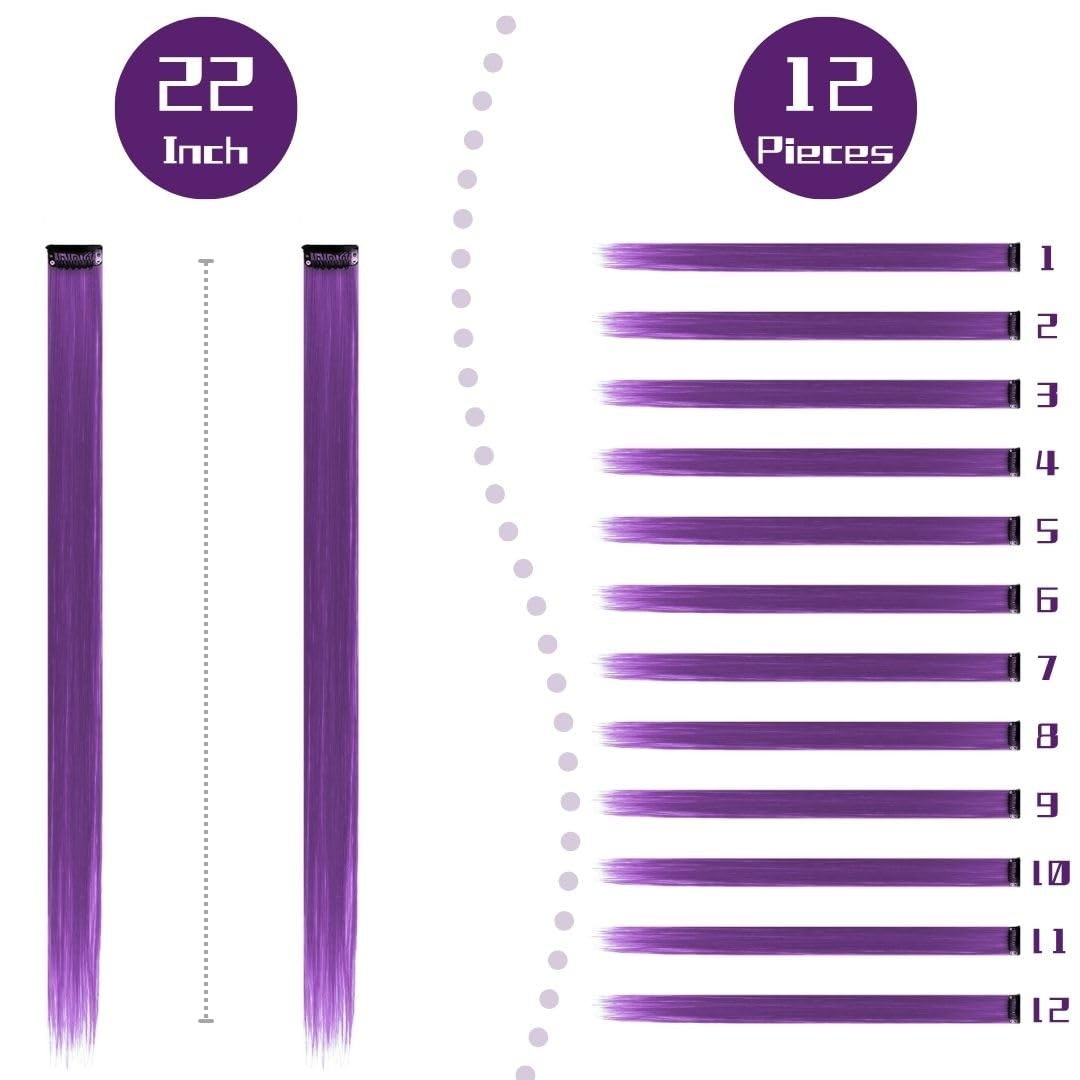Clip in Hair Extensions for Kids Girls Women 22 inch Straight 12 Piece