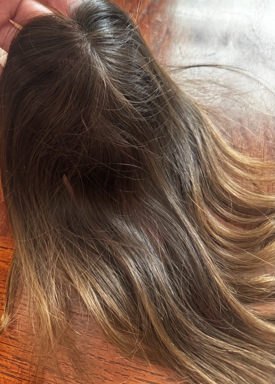 The Hair Shop Crown Top 14” Human Hair Topper Brown Balayage Ombre