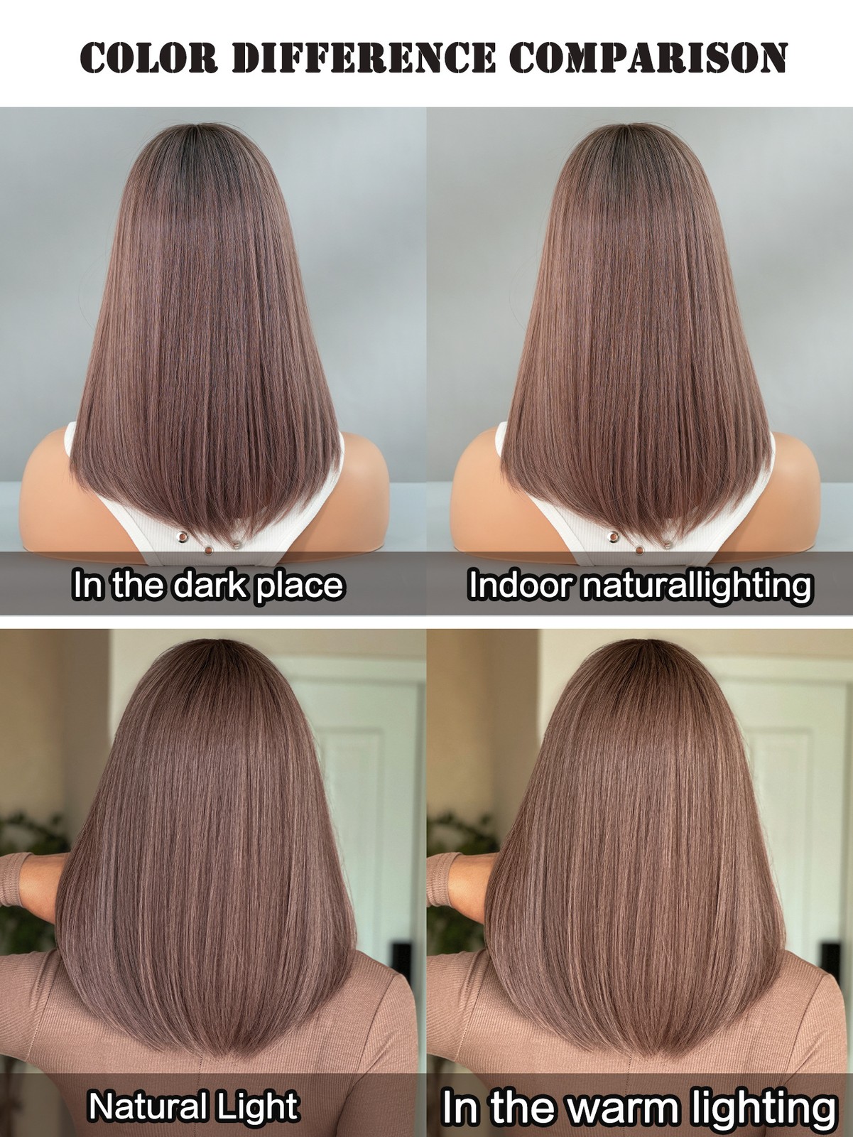 Pink Purple Straight Wig with Bangs Heat-Resistant Layered Synthetic Hair 17″
