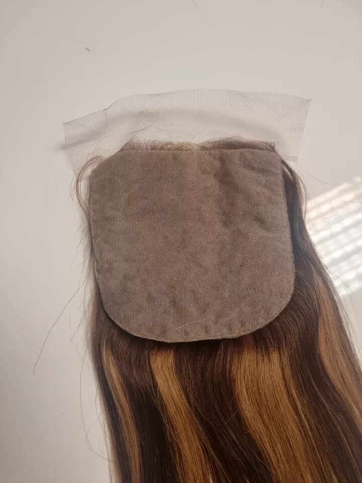 16INCH BRAZILIAN VIRGIN HAIR STRAIGHT 5X5 WIDER SILK BASE CLOSURE 4/27# BALAYAGE