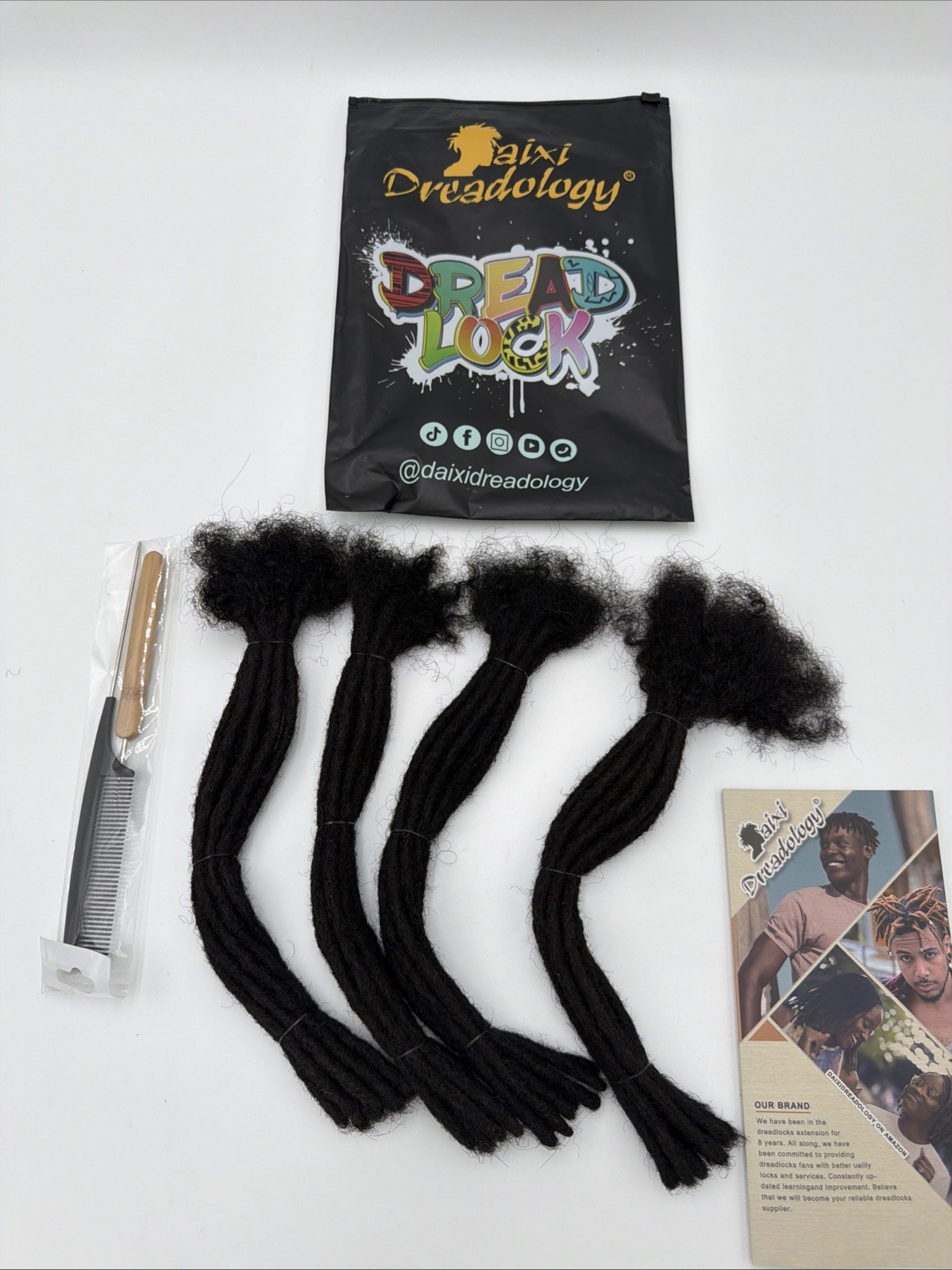 DAIXI 10″ Human Hair Dreadlock Extensions 40 Strands 0.6cm Handmade