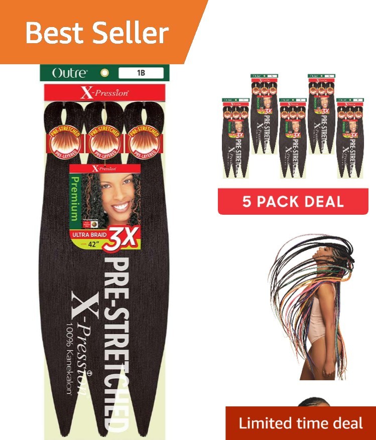 Ultra-Light X-Pression 42” Braid – 5 Pack Off Black 1B for Effortless Styles