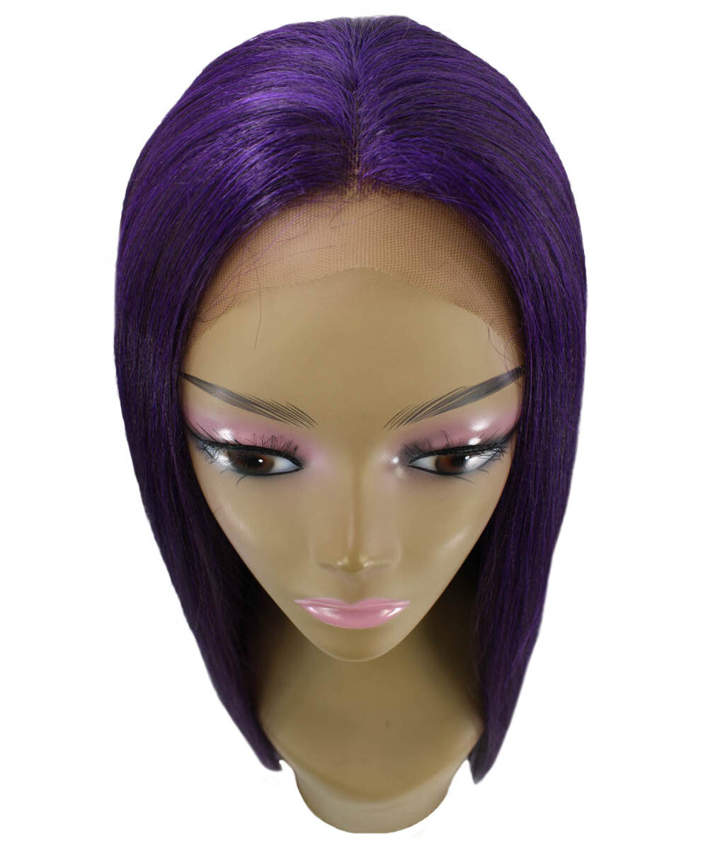 LUXLUXE Yoko Straight 30″ Long 360 Degree Hand-Tied Lace Front Wig Violet Blend