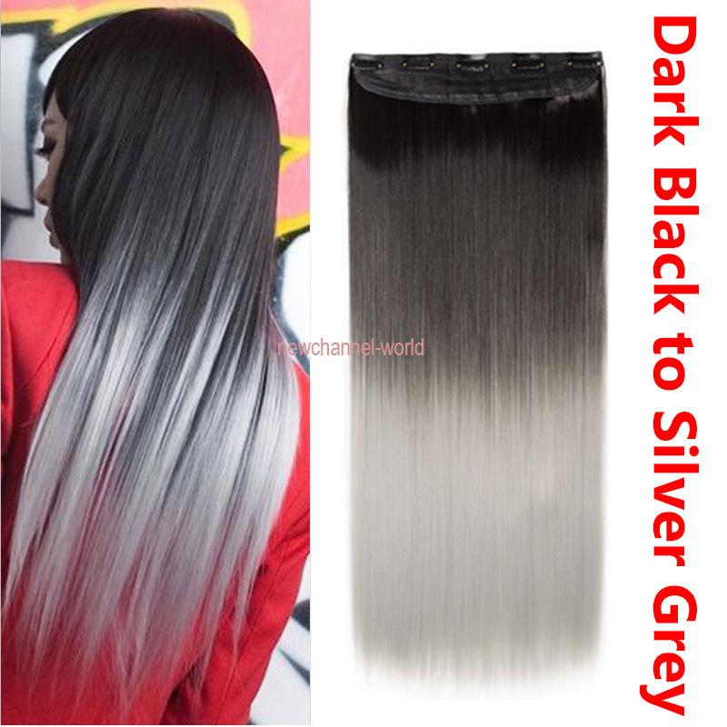 One Piece V-shape Wavy Curly Clip in Hair Extensions 5Clips Hairpiece Full Head