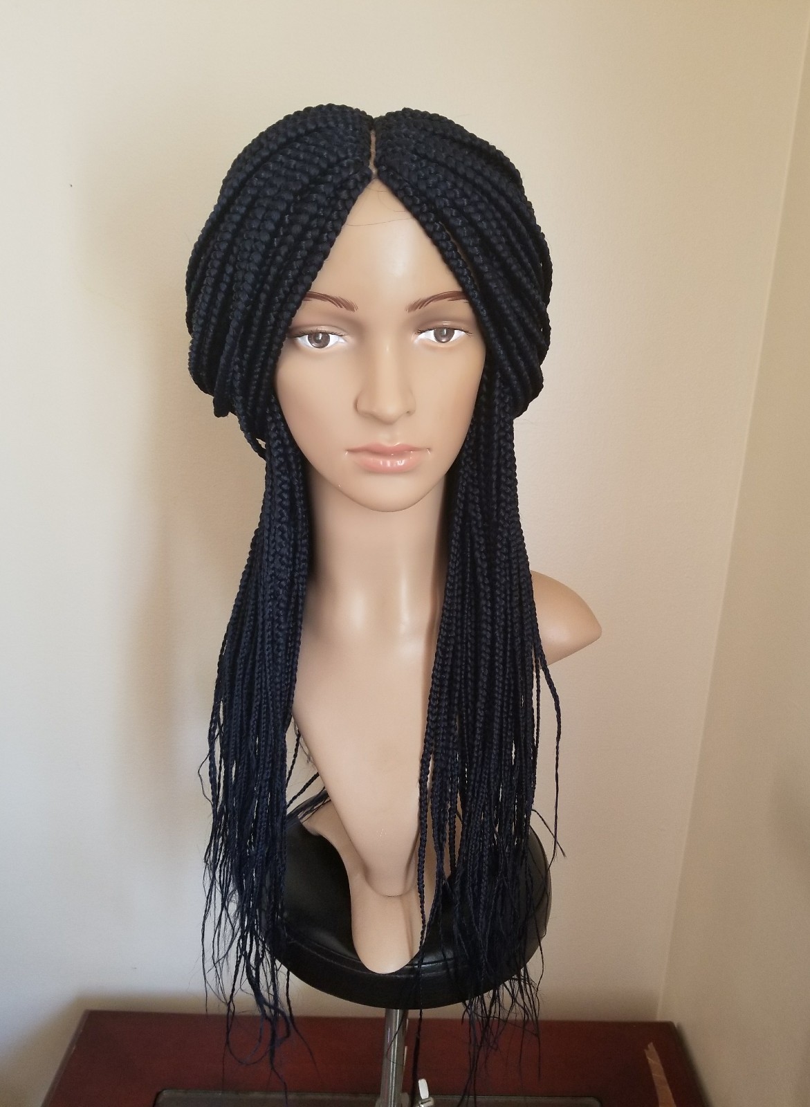 Fully Handmade 26” to 28” Micro Box Braid Wig Navy Blue