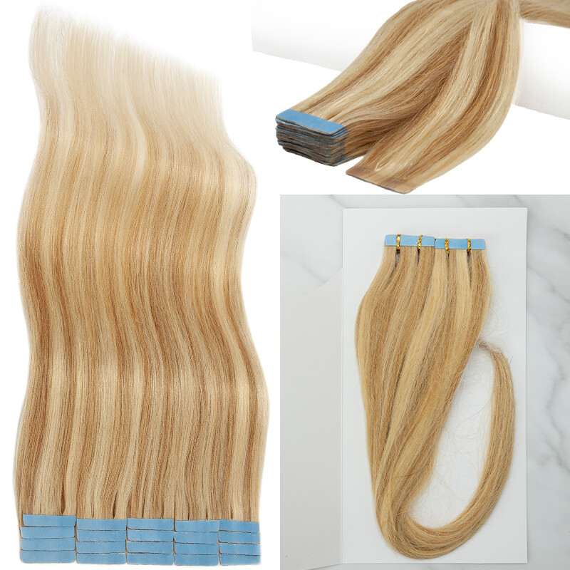 60PCS Thick Tape In Remy 100% Real Human Hair Extension Full Head Skin Weft Wavy