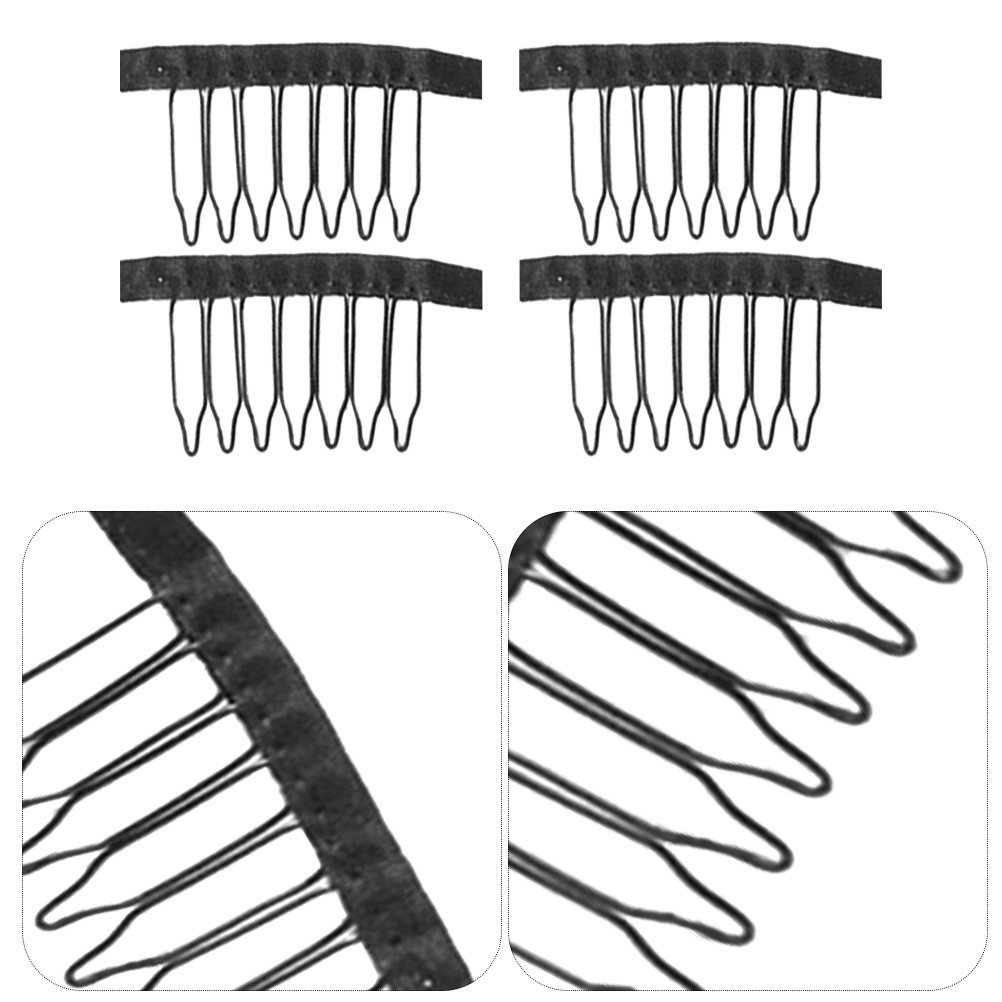 10Pcs Black Durable Wig Net Clips with Steel Teeth for Cap Fixing