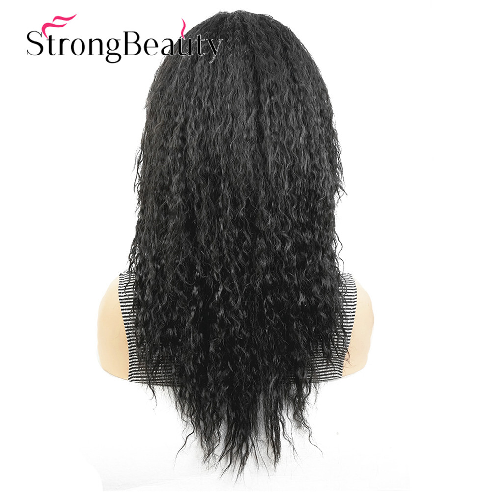 Long Afro Kinky Curly Wigs Black Brown Synthetic Wig African for Women