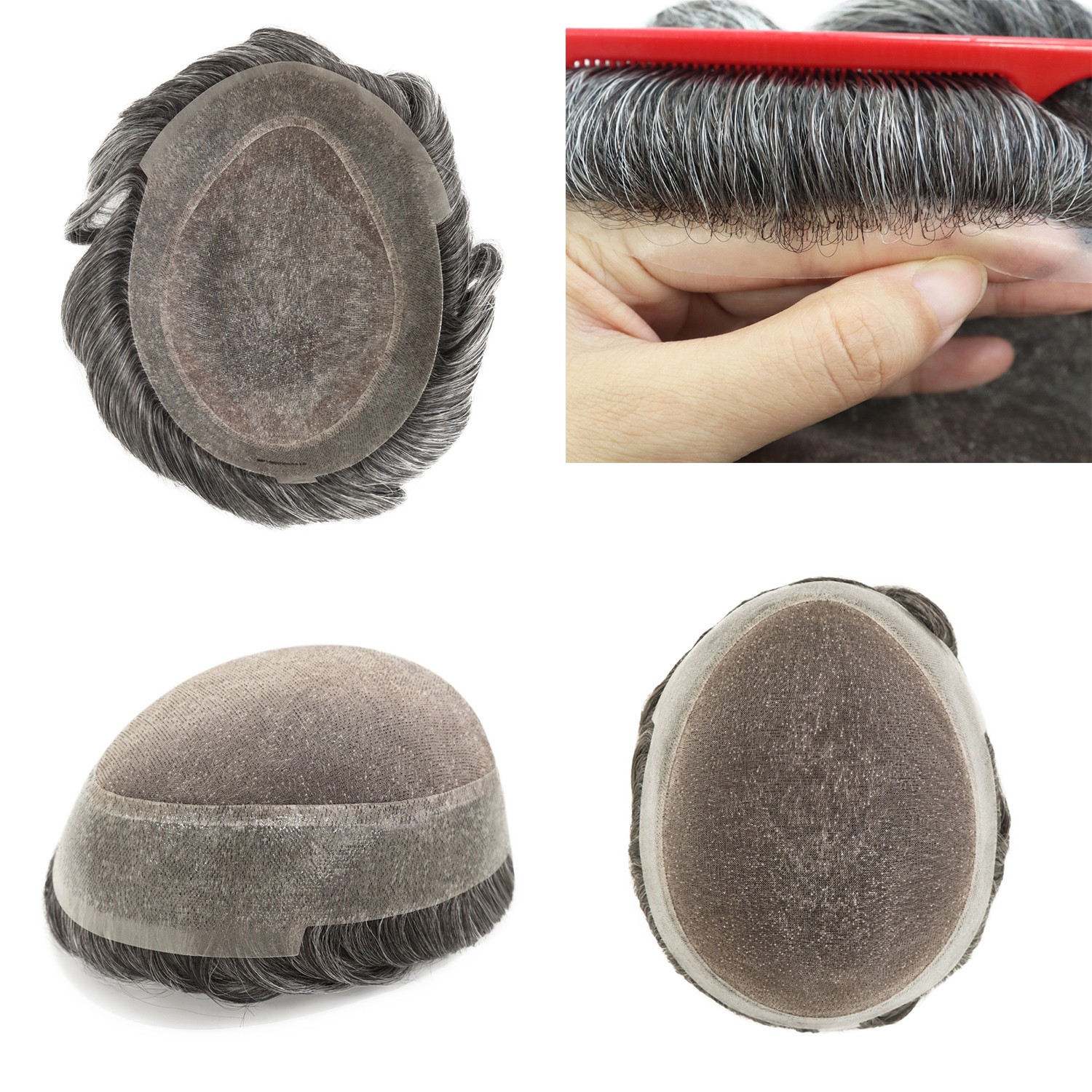 Toupee For Mens Human Hair Durable Mono Skin Replecement System Gent Hairpieces